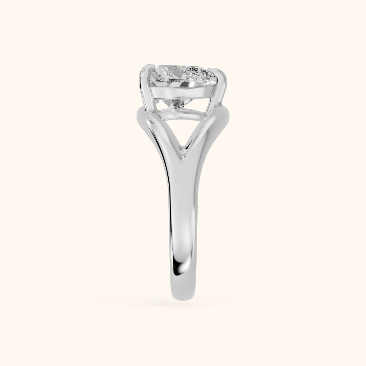 Madeleine Split Shank Heart Diamond Engagement Ring in White Gold - SideView.webp