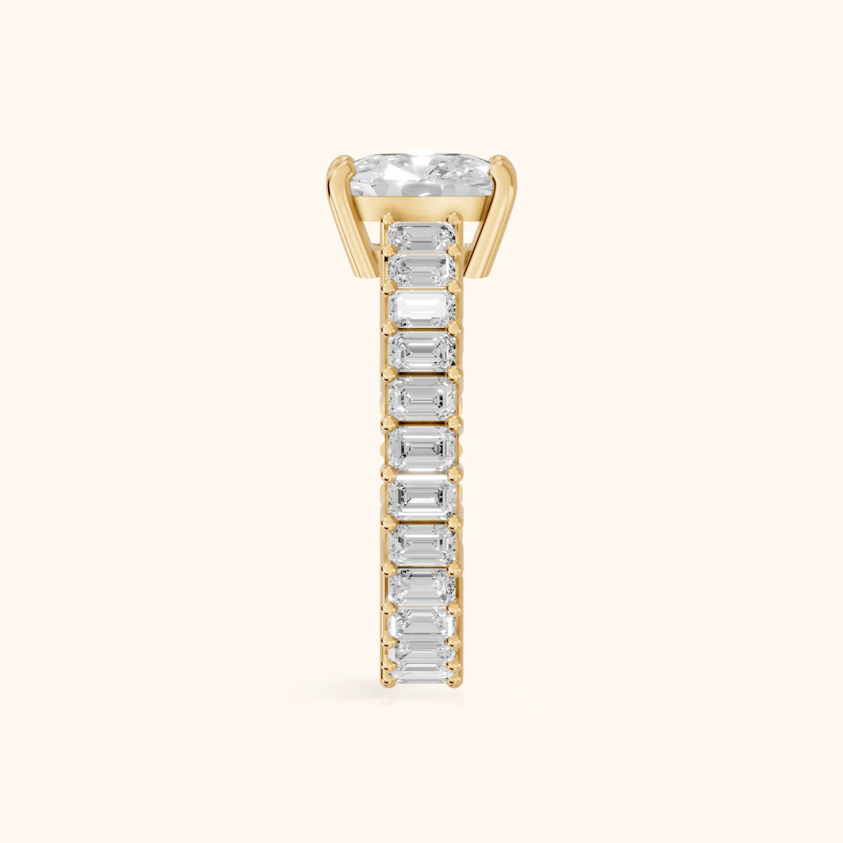 Mallory Shared Prong Cushion Diamond Engagement Ring in Yellow Gold - SideView.webp