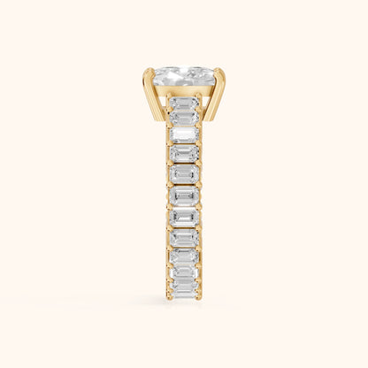 Mallory Shared Prong Cushion Diamond Engagement Ring in Yellow Gold - SideView.webp