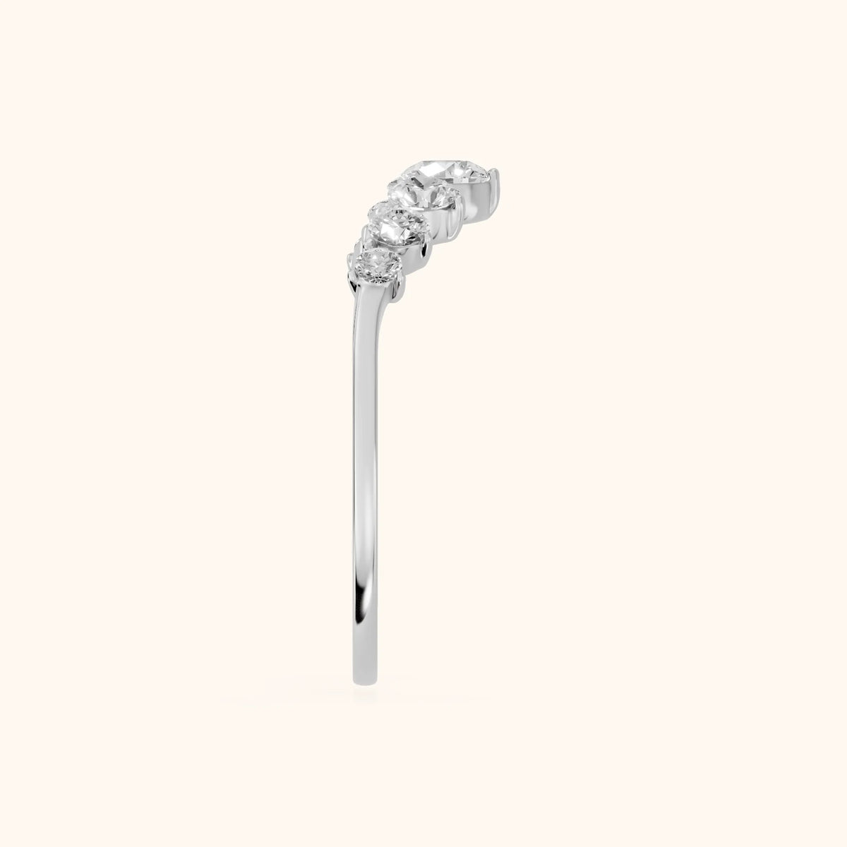 Saira Contour Round Diamond Wedding Band in Silver - SideView