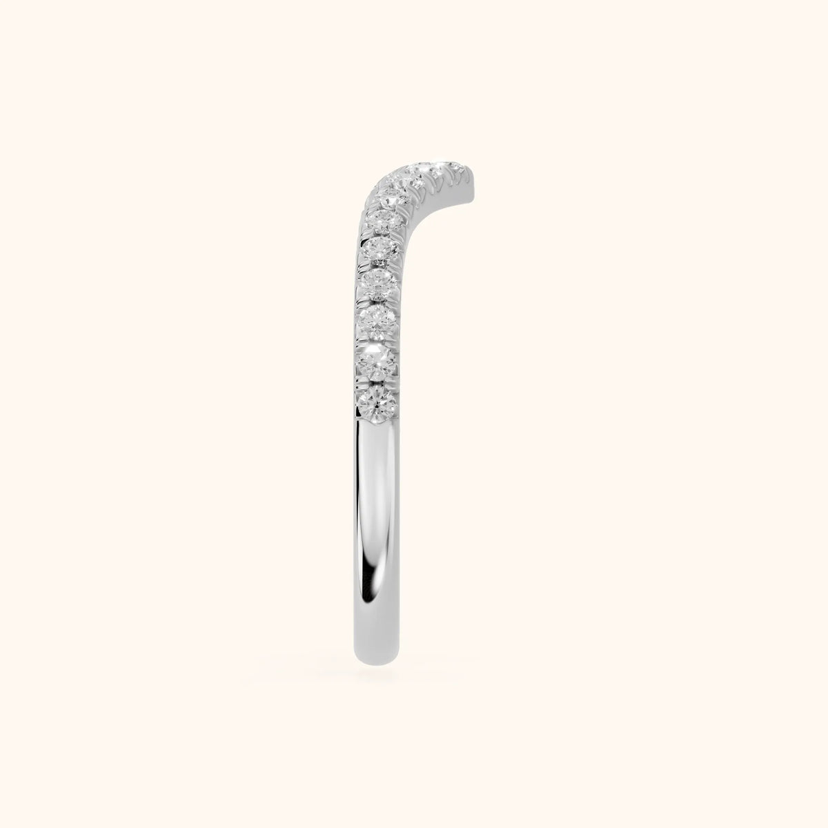 Melia Contour Pavé Round Diamond Stackable Ring in Silver - SideView