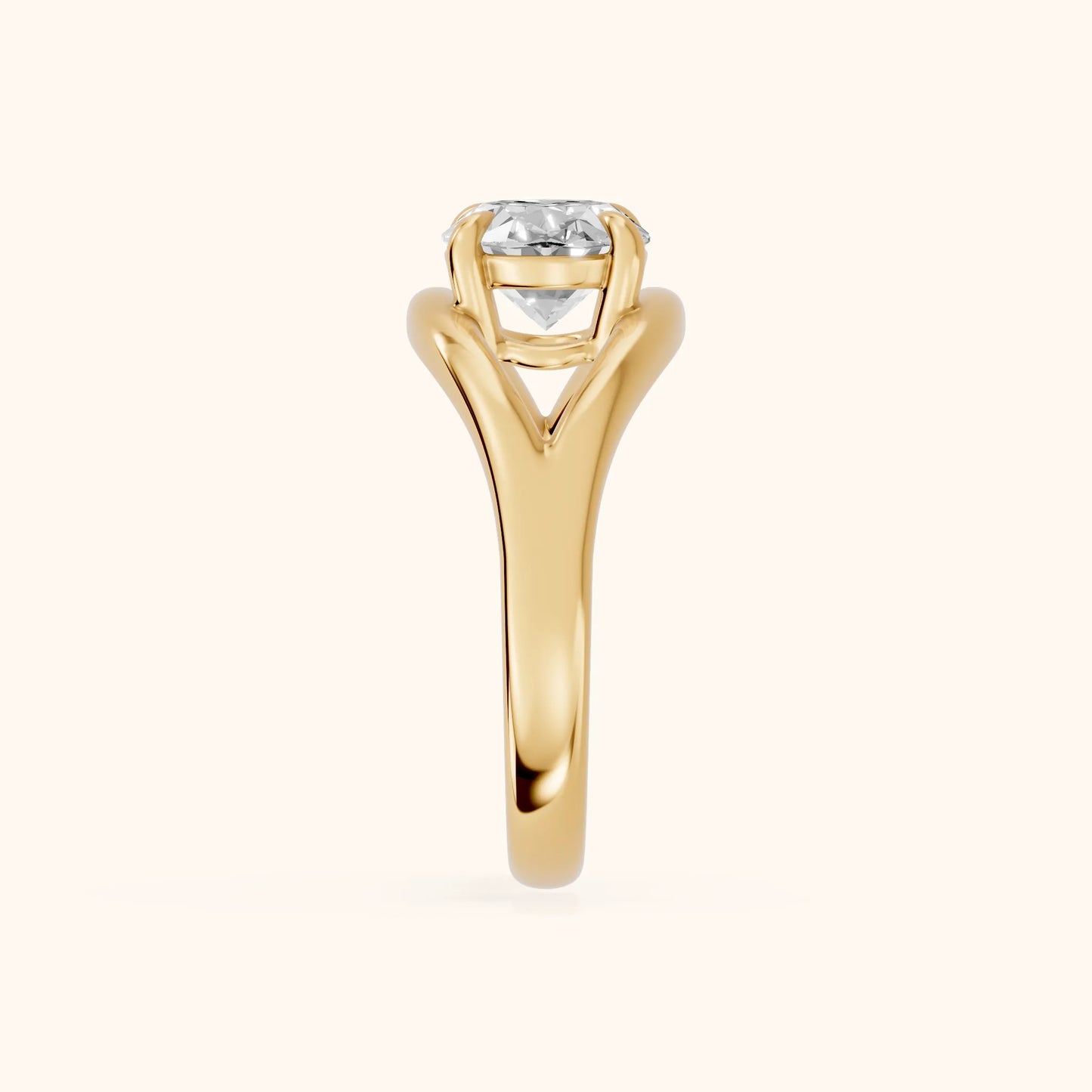 Seraphina Criss Cross Oval Diamond Engagement Ring in Yellow Gold - SideView