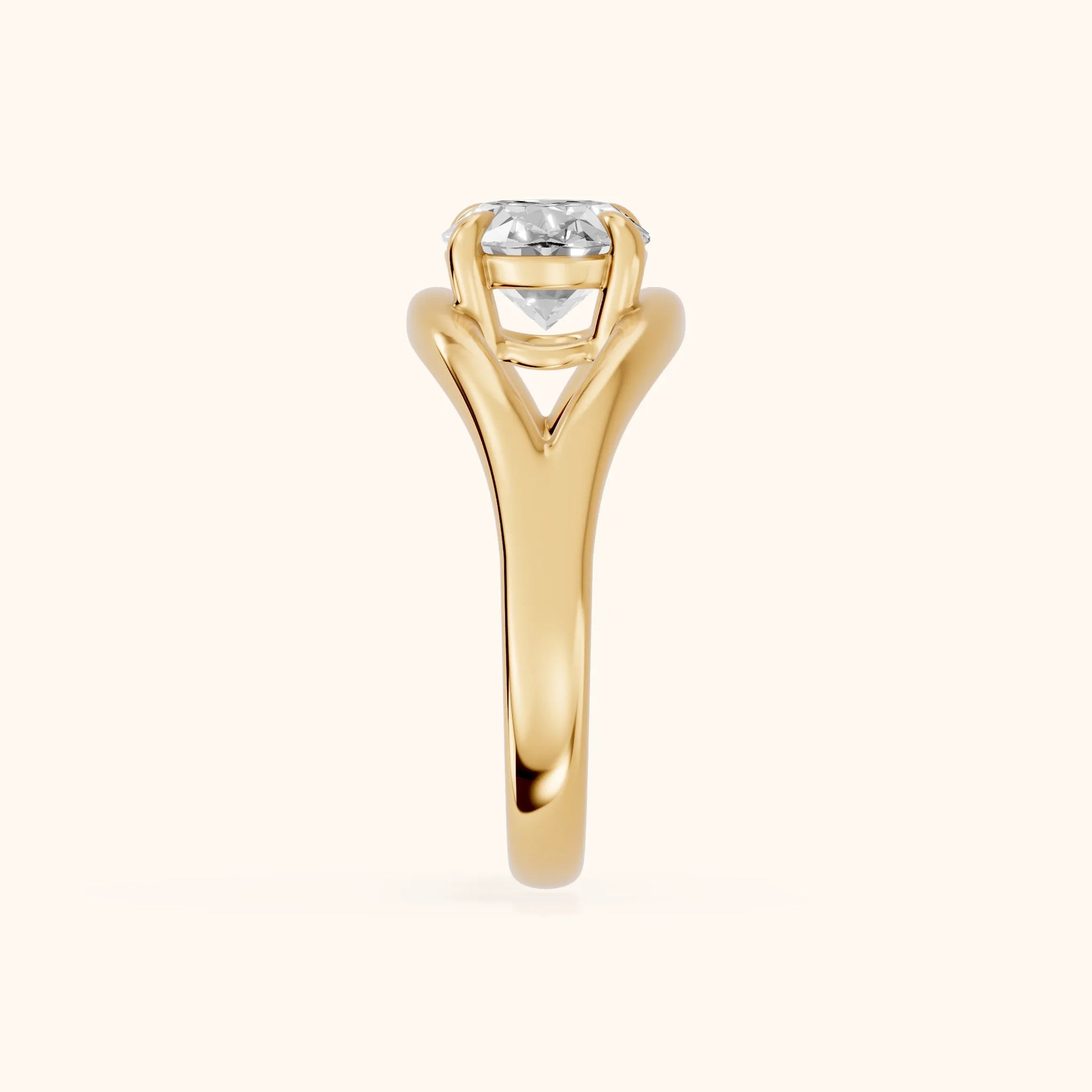 Seraphina Criss Cross Oval Diamond Engagement Ring in Yellow Gold - SideView