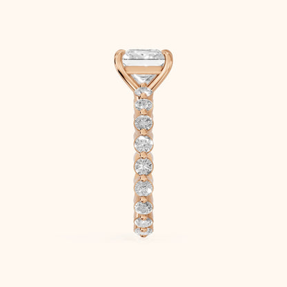 Piper Sidestone Princess Diamond Engagement Ring in Rose Gold - SideView.webp