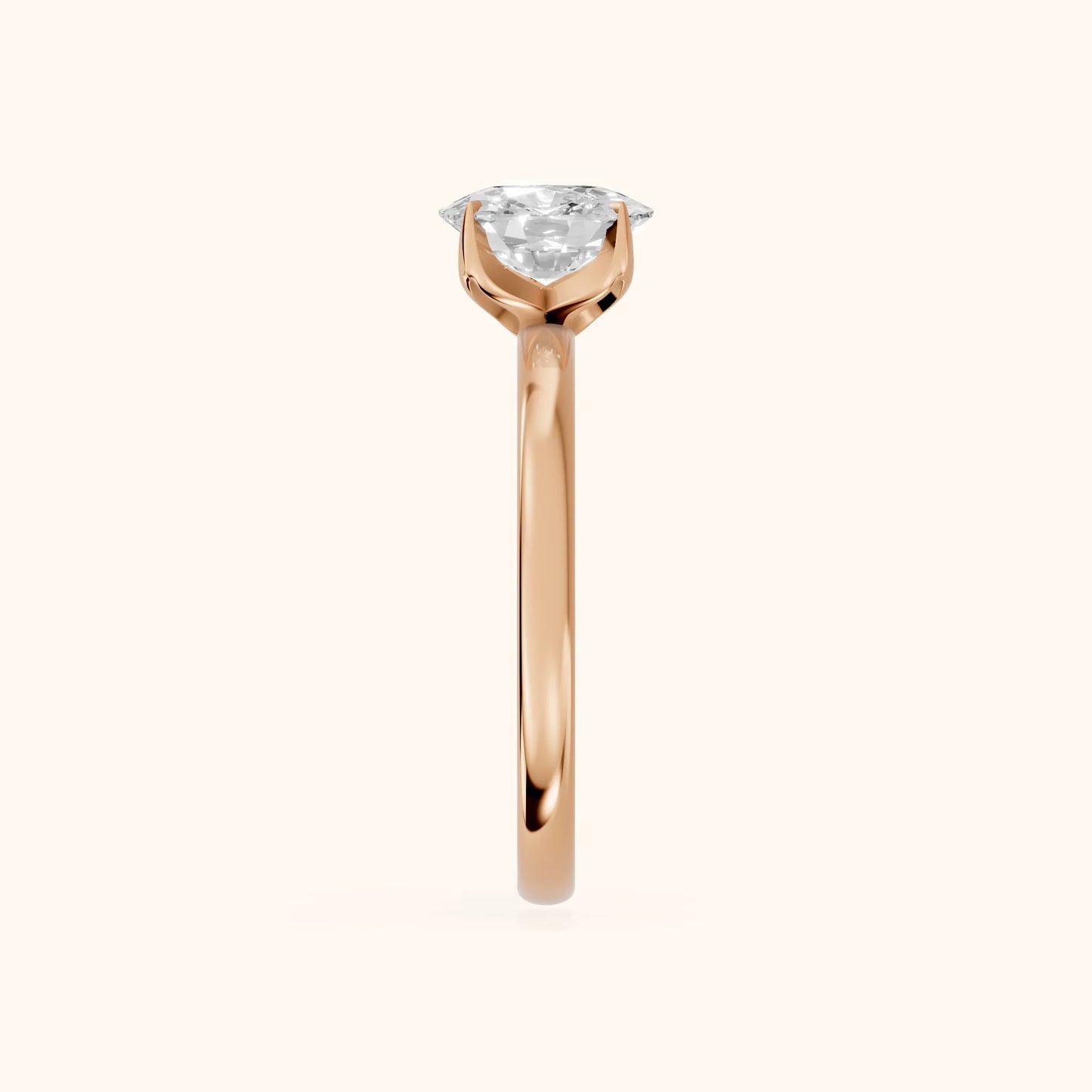Serena Blossom Solitaire Cushion Diamond Engagement Ring in Rose Gold - SideView