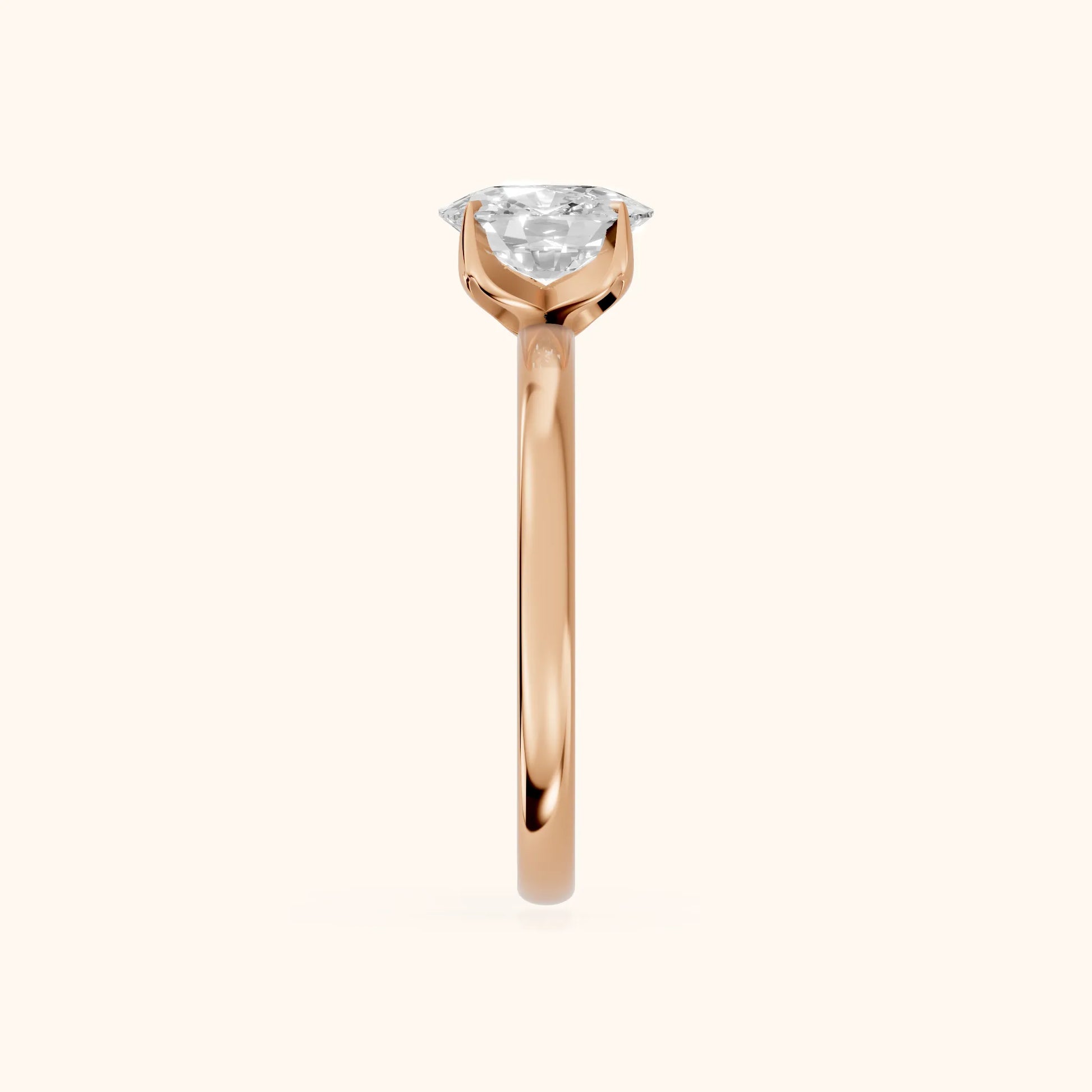 Serena Blossom Solitaire Cushion Diamond Engagement Ring in Rose Gold - SideView