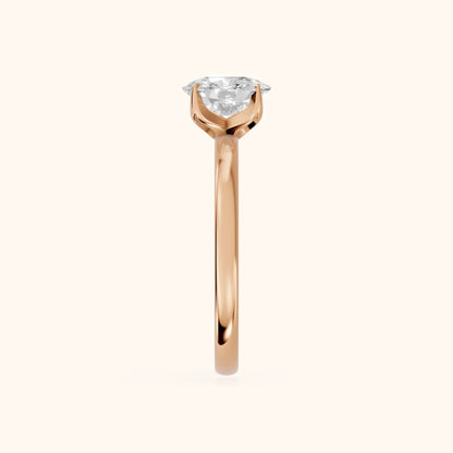 Serena Blossom Solitaire Cushion Diamond Engagement Ring in Rose Gold - SideView