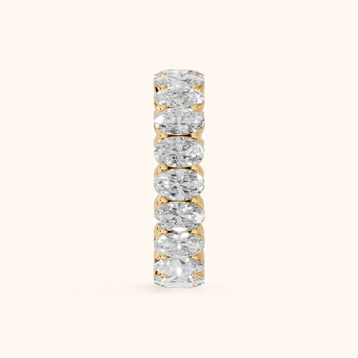 Vidya Shared Prong Oval Diamond Eternity Band in Yellow Gold - SideView