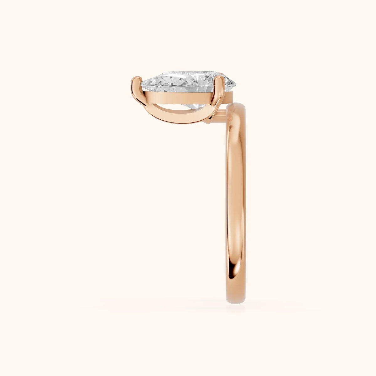 Maisie Four Prong Solitaire Pear Diamond Engagement Ring in Rose Gold - SideView.webp