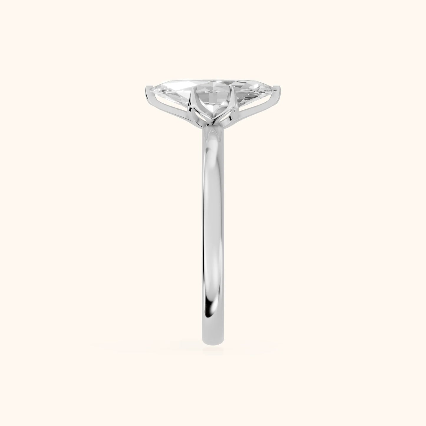 Serena Blossom Marquise Solitaire Ring in Silver - SideView