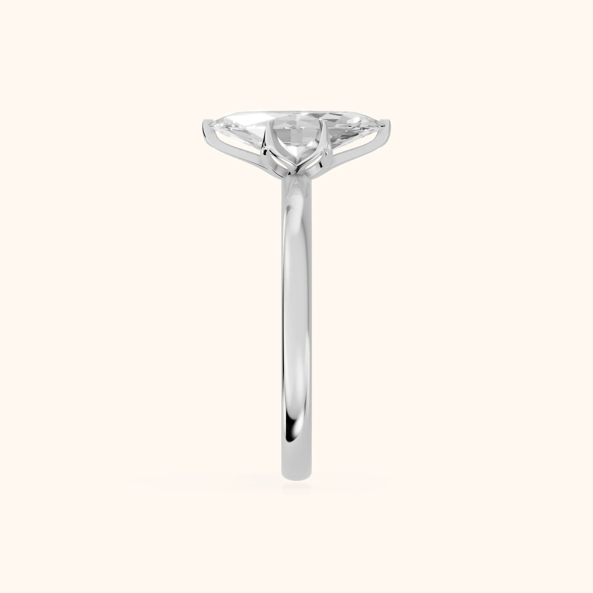 Serena Blossom Marquise Solitaire Ring in Silver - SideView