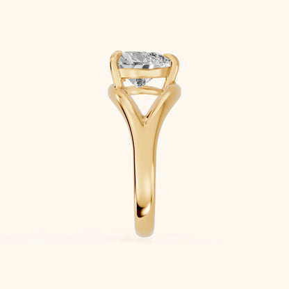 Madeleine Split Shank Heart Diamond Engagement Ring in Yellow Gold - SideView.webp
