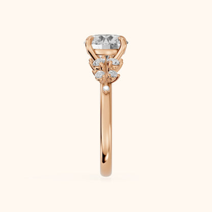 Evelina Bloom Round Diamond Engagement Ring in Rose Gold - SideView