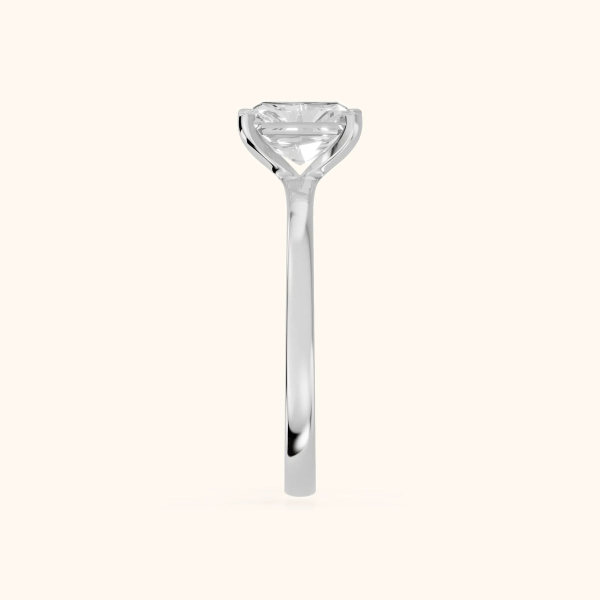 Matilda Cathedral Solitaire Radiant Diamond Engagement Ring in Silver - SideView.webp