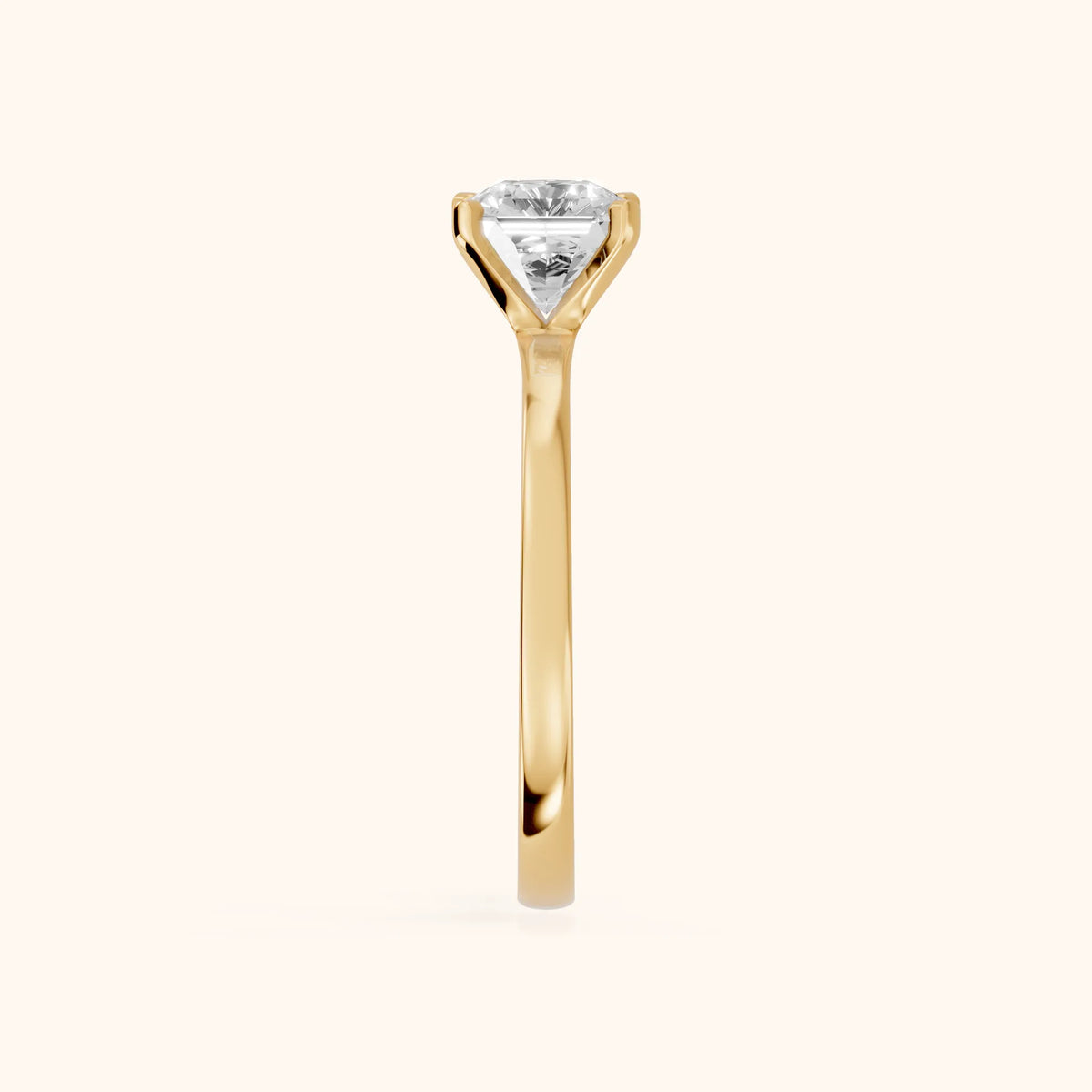 Matilda Cathedral Solitaire Asscher Diamond Engagement Ring in Yellow Gold - SideView.webp