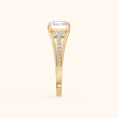 Lucinda Split Shank Princess Diamond Engagement Ring in Yellow Gold - SideView.webp