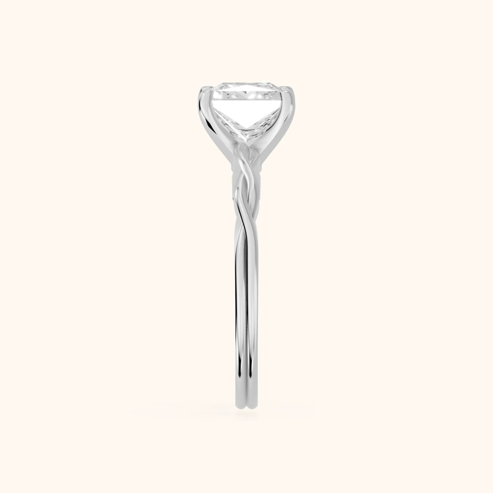 Iris Twist Princess Diamond Engagement Ring in Platinum - SideView