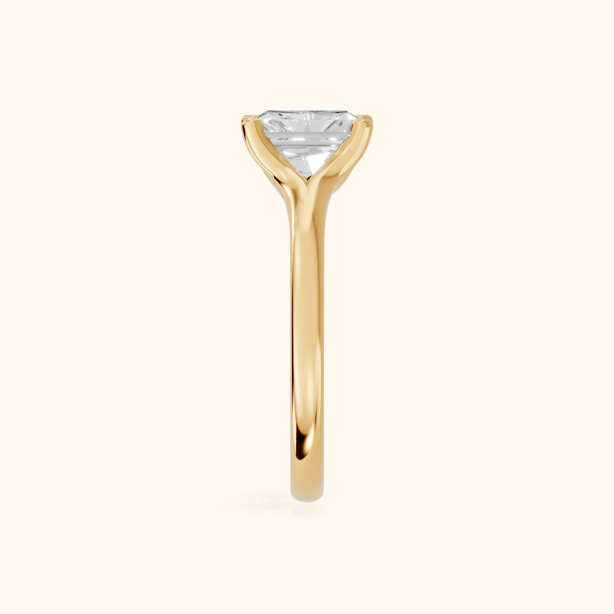 Nell Split Shank Solitaire Radiant Diamond Engagement Ring in Yellow Gold - SideView.webp