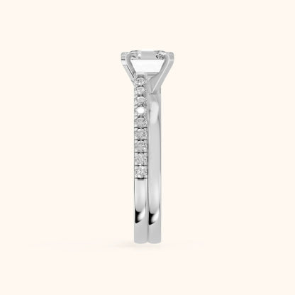 Edith Criss Cross Pavé Asscher Diamond Engagement Ring in Silver - SideView.webp