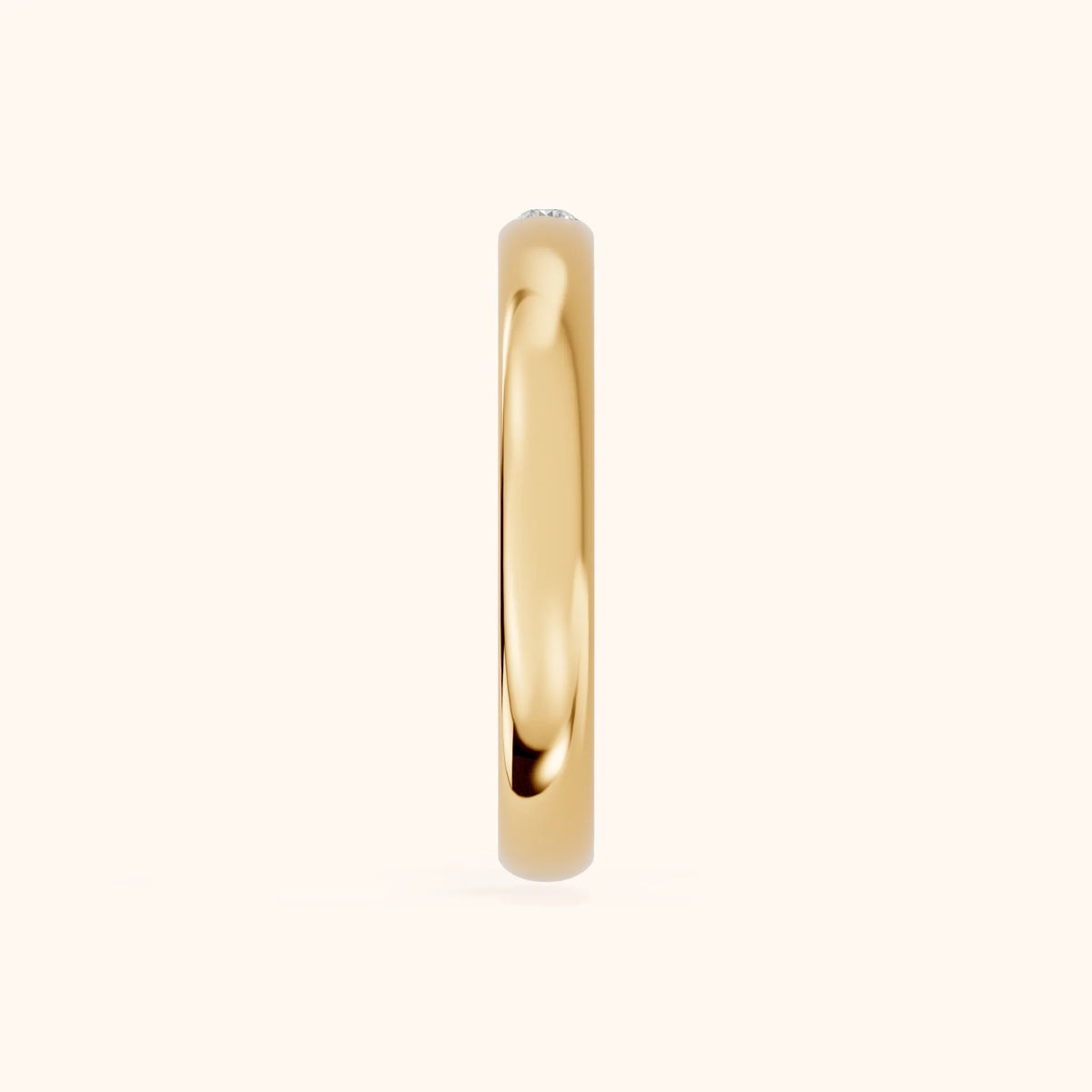 Hana Comfort Fit Bezel Round Diamond Wedding Band in Yellow Gold - SideView