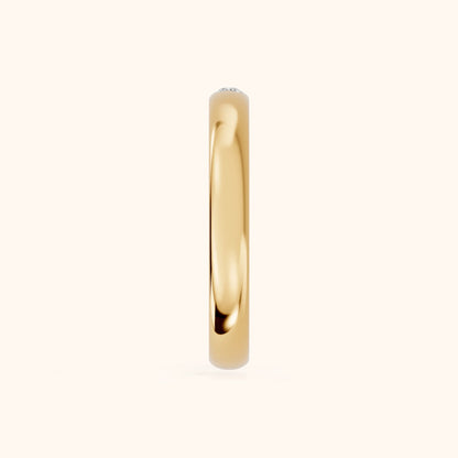 Hana Comfort Fit Bezel Round Diamond Wedding Band in Yellow Gold - SideView