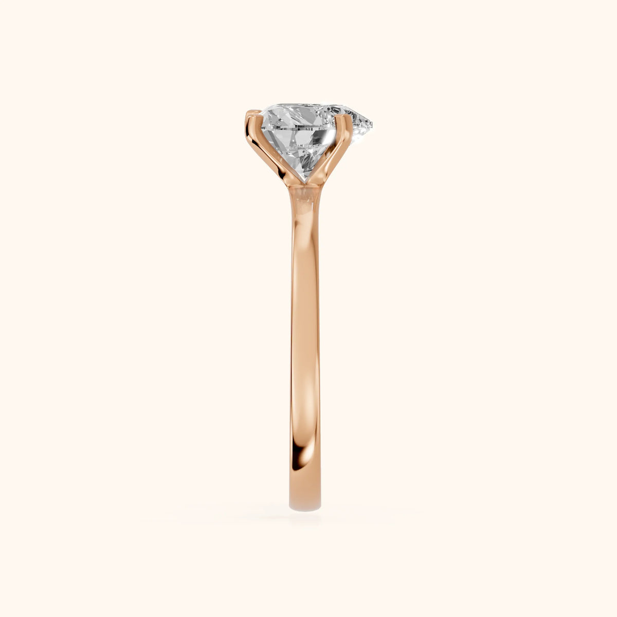 Matilda Cathedral Solitaire Heart Diamond Engagement Ring in Rose Gold - SideView.webp