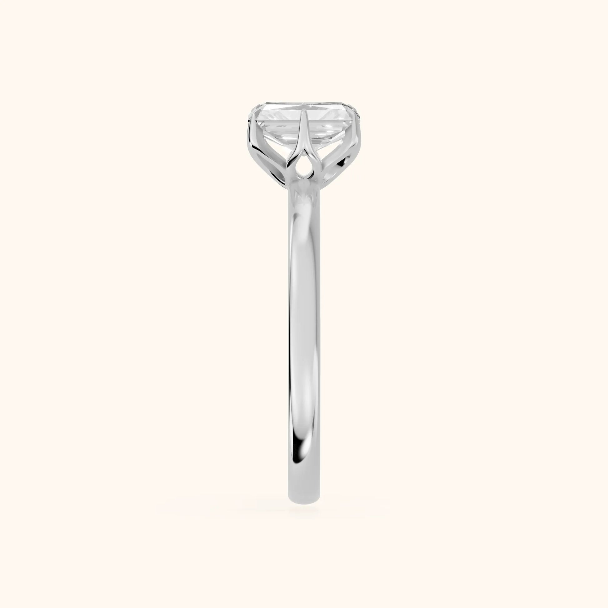 Serena Blossom Solitaire Radiant Diamond Engagement Ring in Silver - SideView