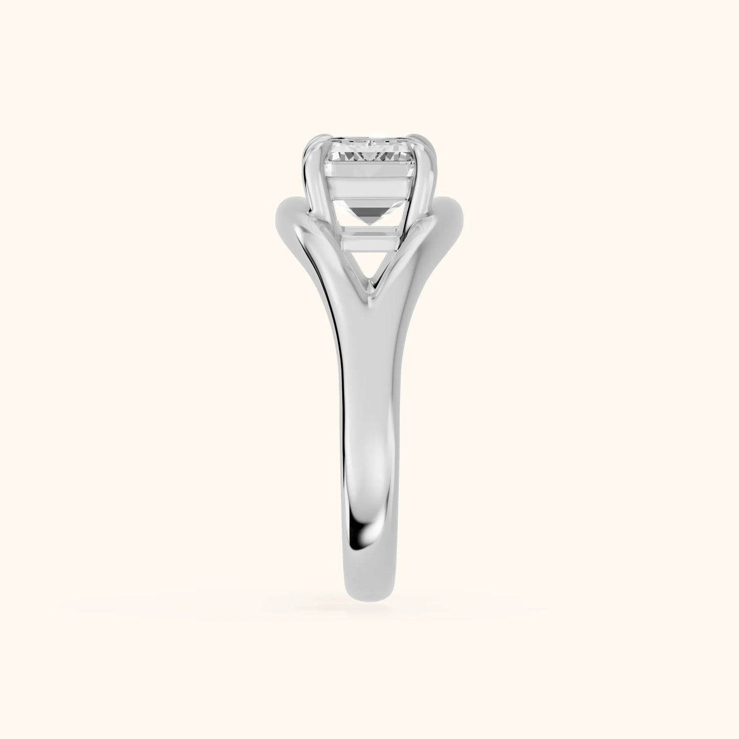 Seraphina Criss Cross Emerald Diamond Engagement Ring in Silver - SideView