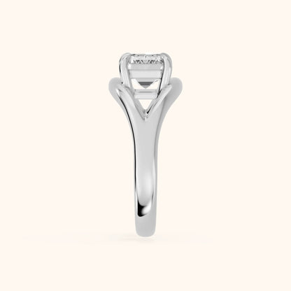 Seraphina Criss Cross Emerald Diamond Engagement Ring in Silver - SideView