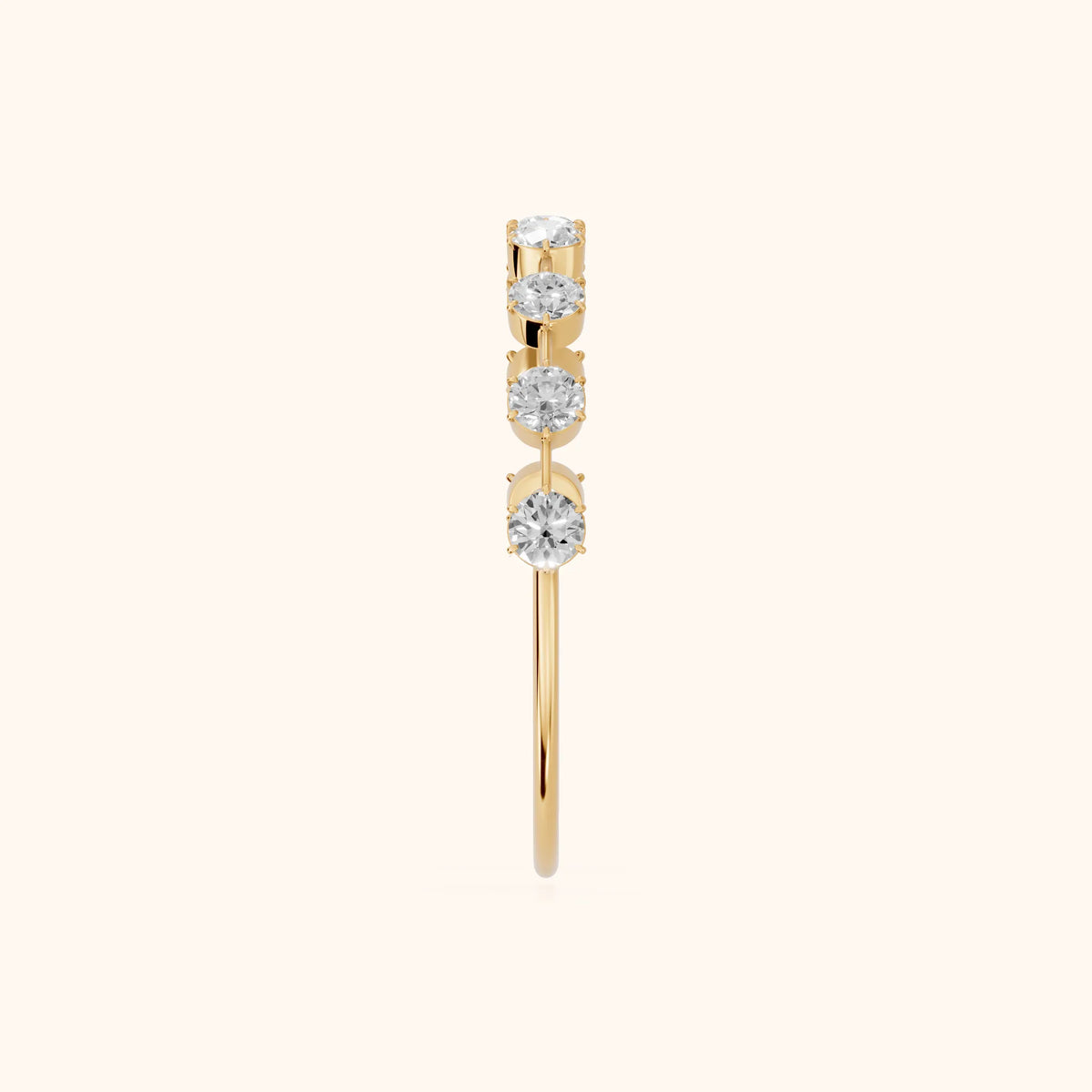 Elise Petite Round Diamond Half Eternity Band in Yellow Gold - SideView