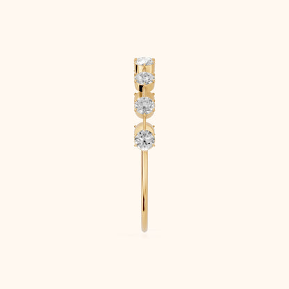 Elise Petite Round Diamond Half Eternity Band in Yellow Gold - SideView