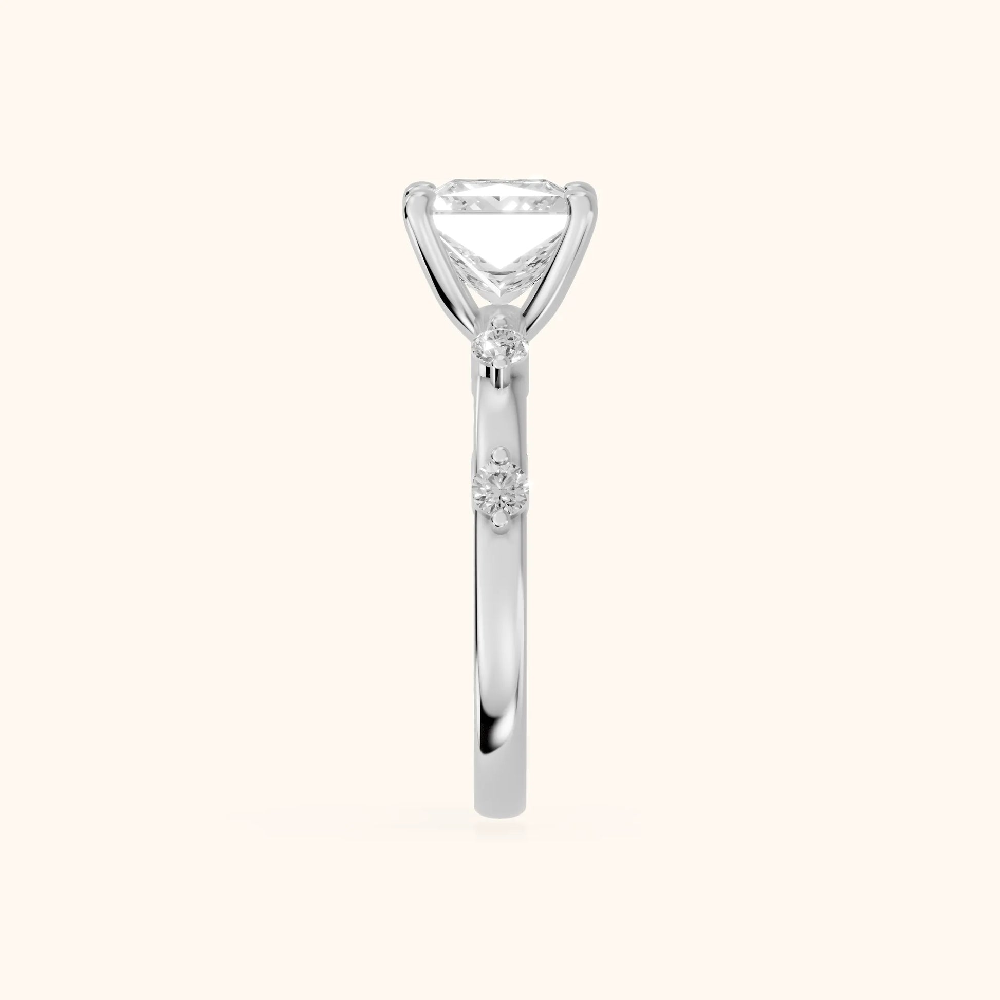 Elena Radiance Princess Cut Diamond Engagement Ring in Platinum - SideView