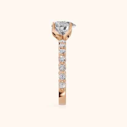 Eleanor Majesty Side Stone Heart Diamond Engagement Ring in Rose Gold - SideView