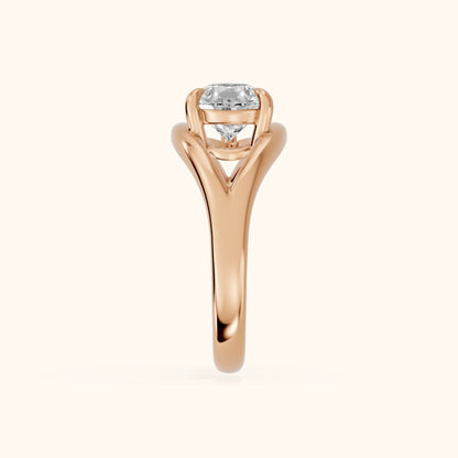 Seraphina Criss Cross Pear Diamond Engagement Ring in Rose Gold - SideView