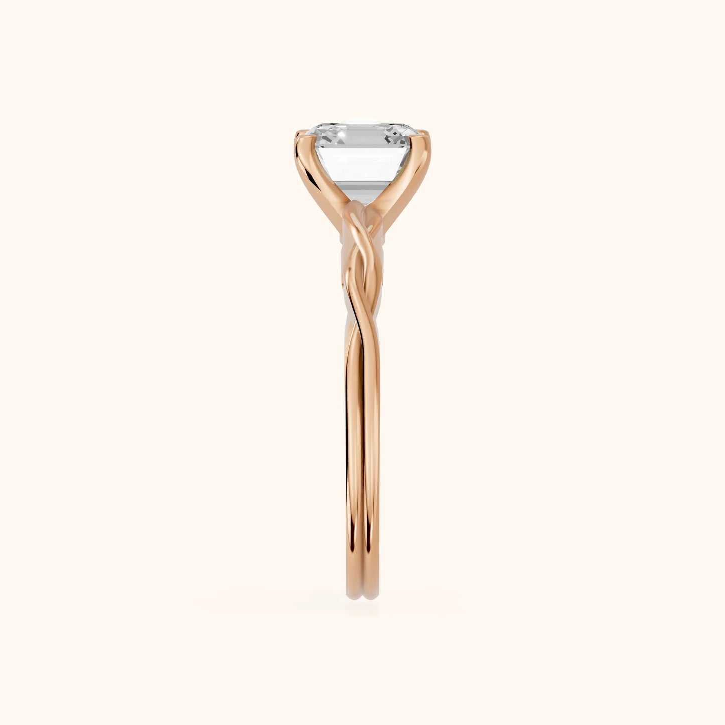 Iris Twist Asscher Diamond Engagement Ring in Rose Gold - SideView