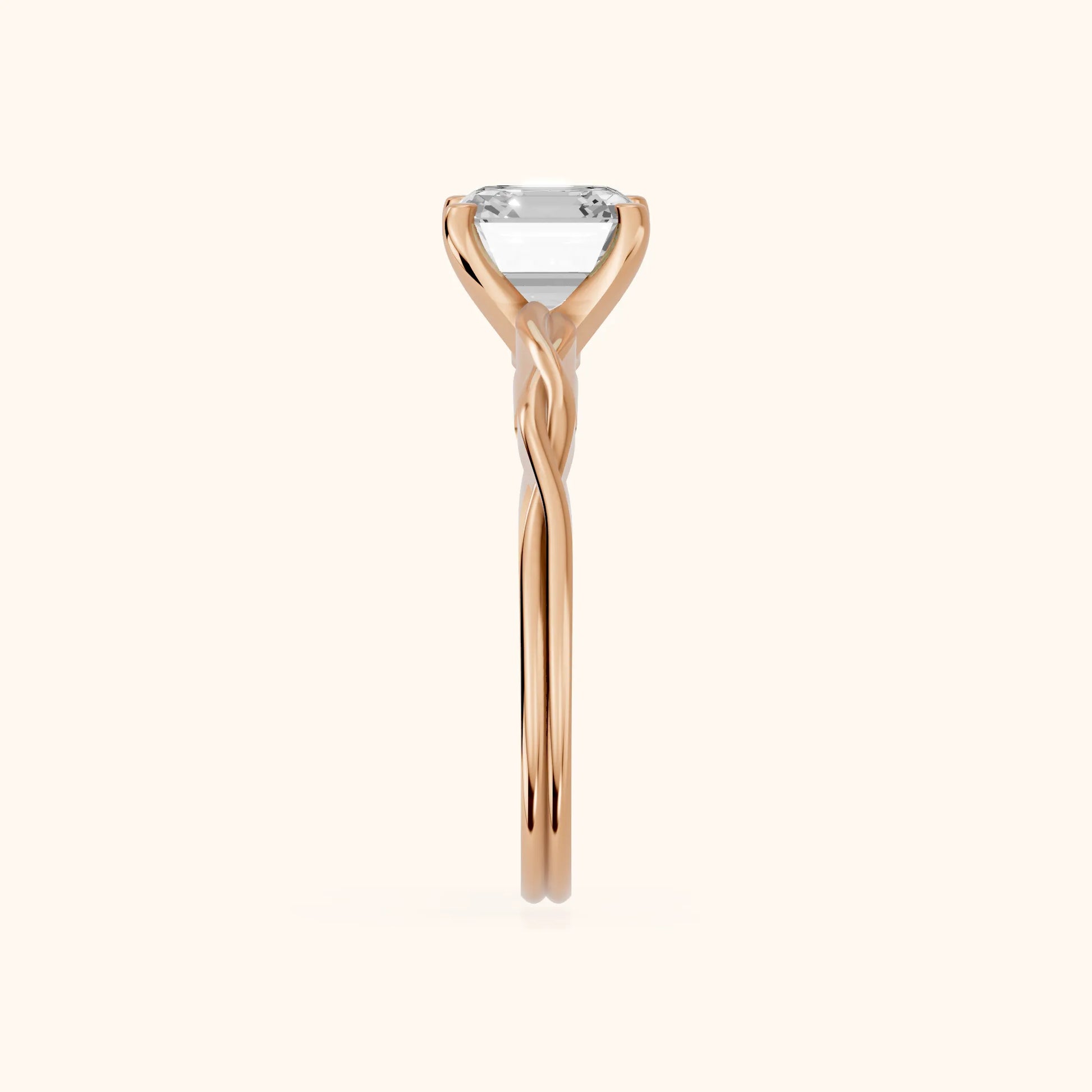 Iris Twist Asscher Diamond Engagement Ring in Rose Gold - SideView