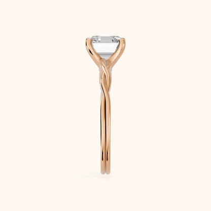 Iris Twist Asscher Diamond Engagement Ring in Rose Gold - SideView