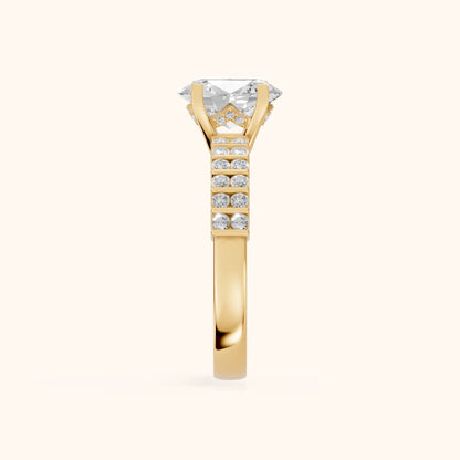 Honor Sidestone Oval Diamond Engagement Ring in Yellow Gold - SideView.webp