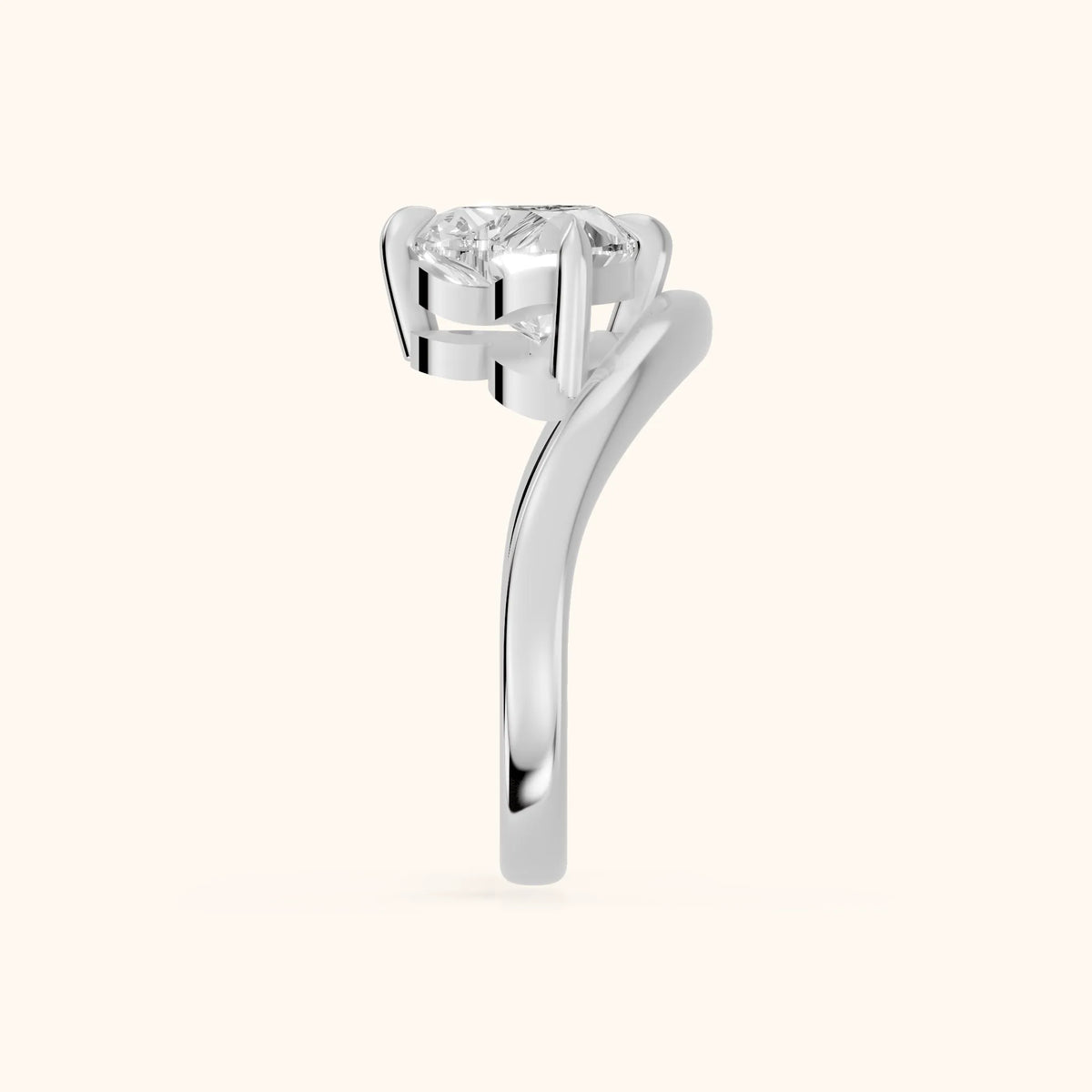 Katherine East-West Bypass Heart Diamond Engagement Ring in Platinum - SideView.webp