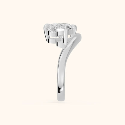 Katherine East-West Bypass Heart Diamond Engagement Ring in Platinum - SideView.webp