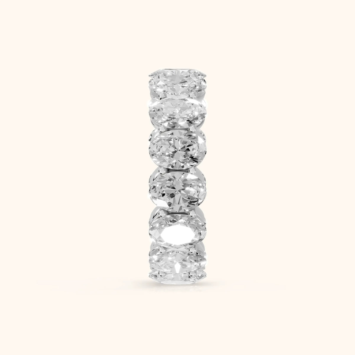 Flavia Shared Prong Oval Diamond Eternity Band in Silver - SideView