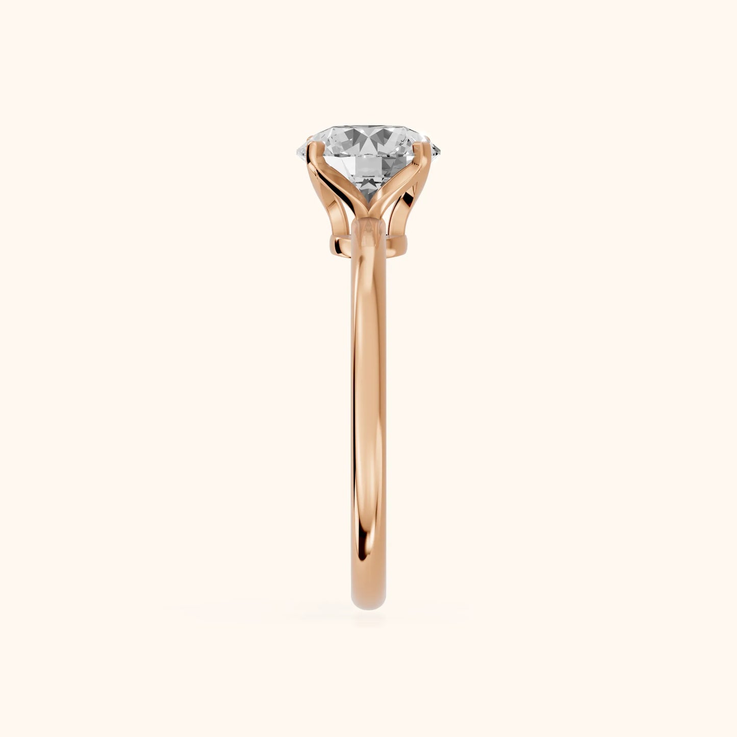 Flora Guardian Solitaire Round Diamond Engagement Ring in Rose Gold - SideView
