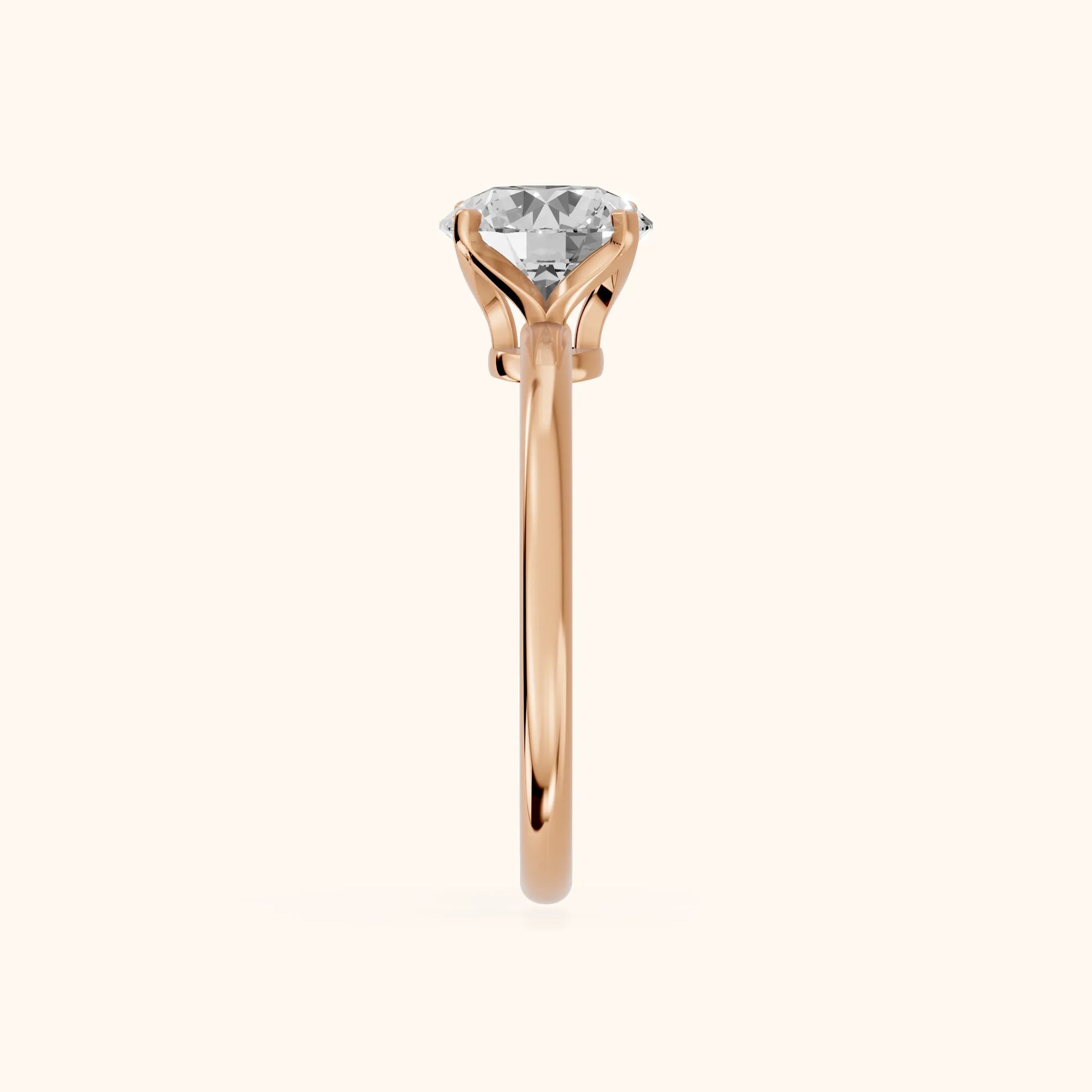 Flora Guardian Solitaire Round Diamond Engagement Ring in Rose Gold - SideView