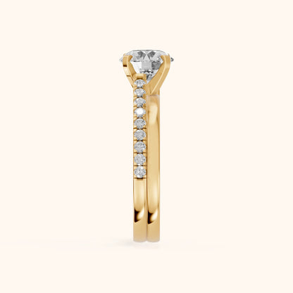 Edith Criss Cross Pavé Round Diamond Engagement Ring in Yellow Gold - SideView.webp