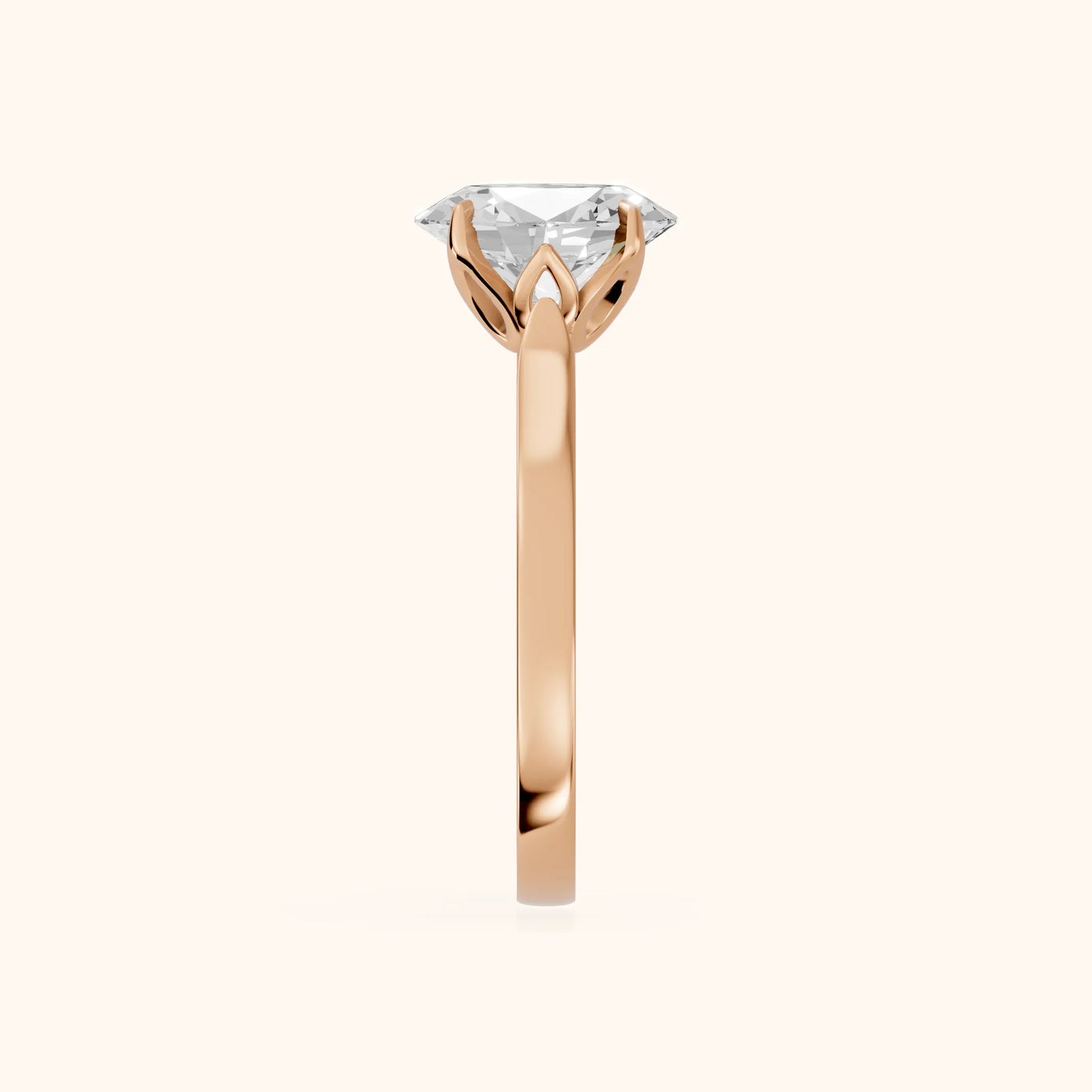 Isabella Bloom Solitaire Oval Diamond Engagement Ring in Rose Gold - SideView