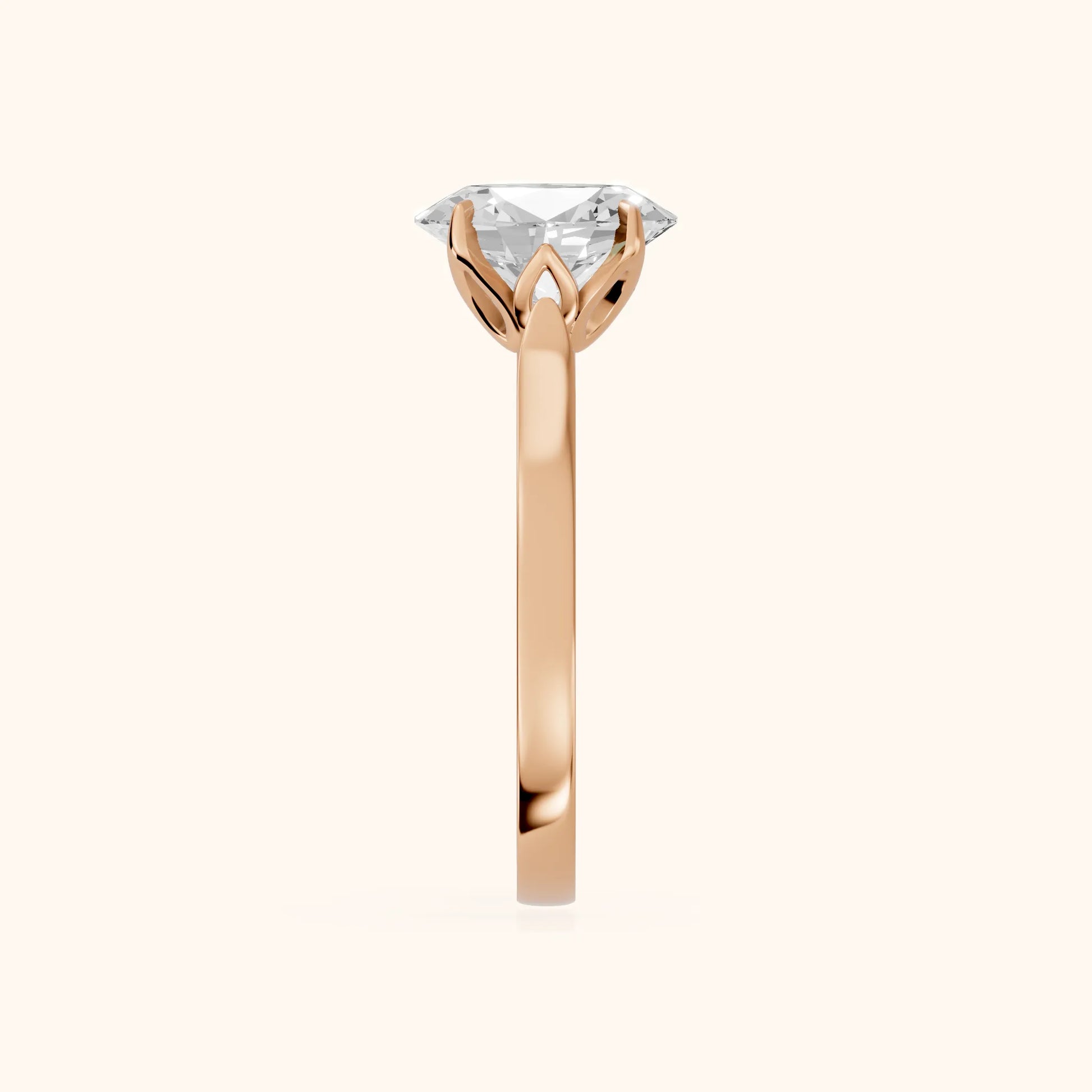 Isabella Bloom Solitaire Oval Diamond Engagement Ring in Rose Gold - SideView