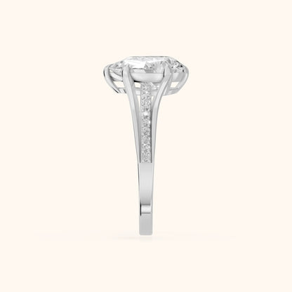 Lucinda Split Shank Pear Diamond Engagement Ring in White Gold - SideView.webp