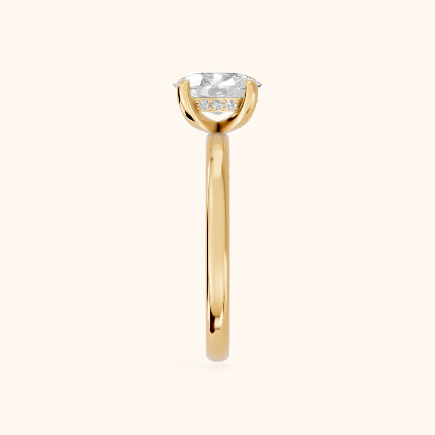 Charlotte Charm Cushion Diamond Solitaire Ring in Yellow Gold - SideView