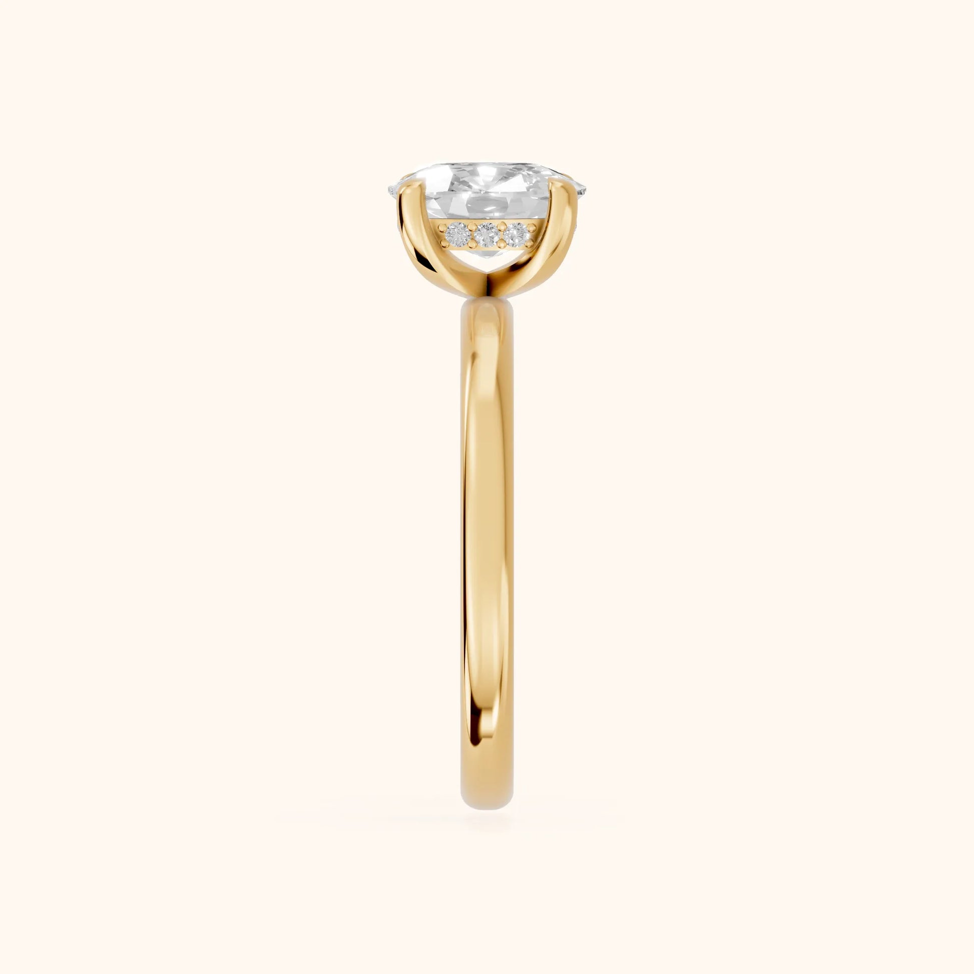 Charlotte Charm Cushion Diamond Solitaire Ring in Yellow Gold - SideView