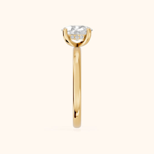 Charlotte Charm Cushion Diamond Solitaire Ring in Yellow Gold - SideView